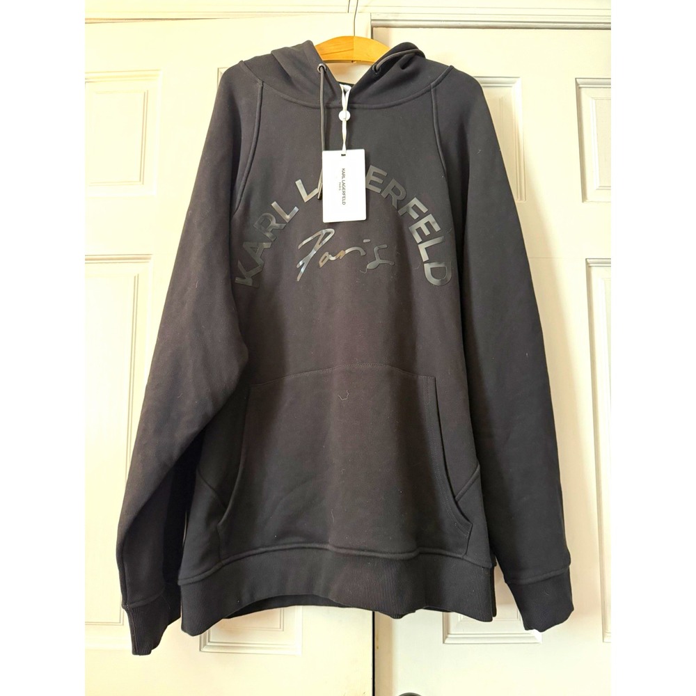 Karl Lagerfeld Paris Men's Logo Hoodie Sweatshirt Black Size XXL NWT $225